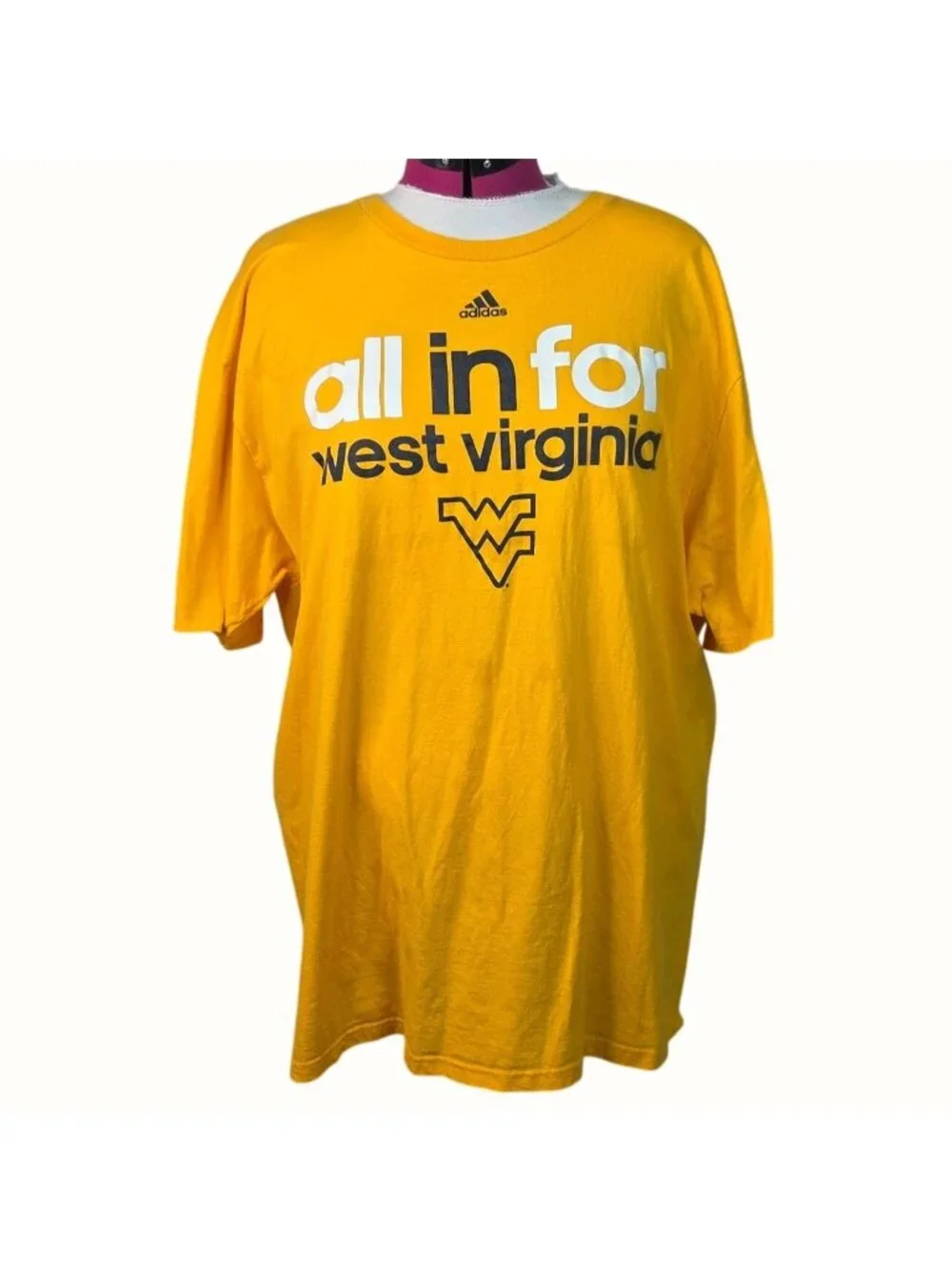 Adidas All In For West Virginia Mountaineers Yellow University T-Shirt Size 2X